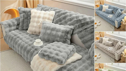 Housse de canapé antidérapante en peluche confortable