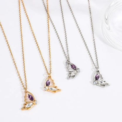 Crystal Butterfly Pendant, Couple Necklace